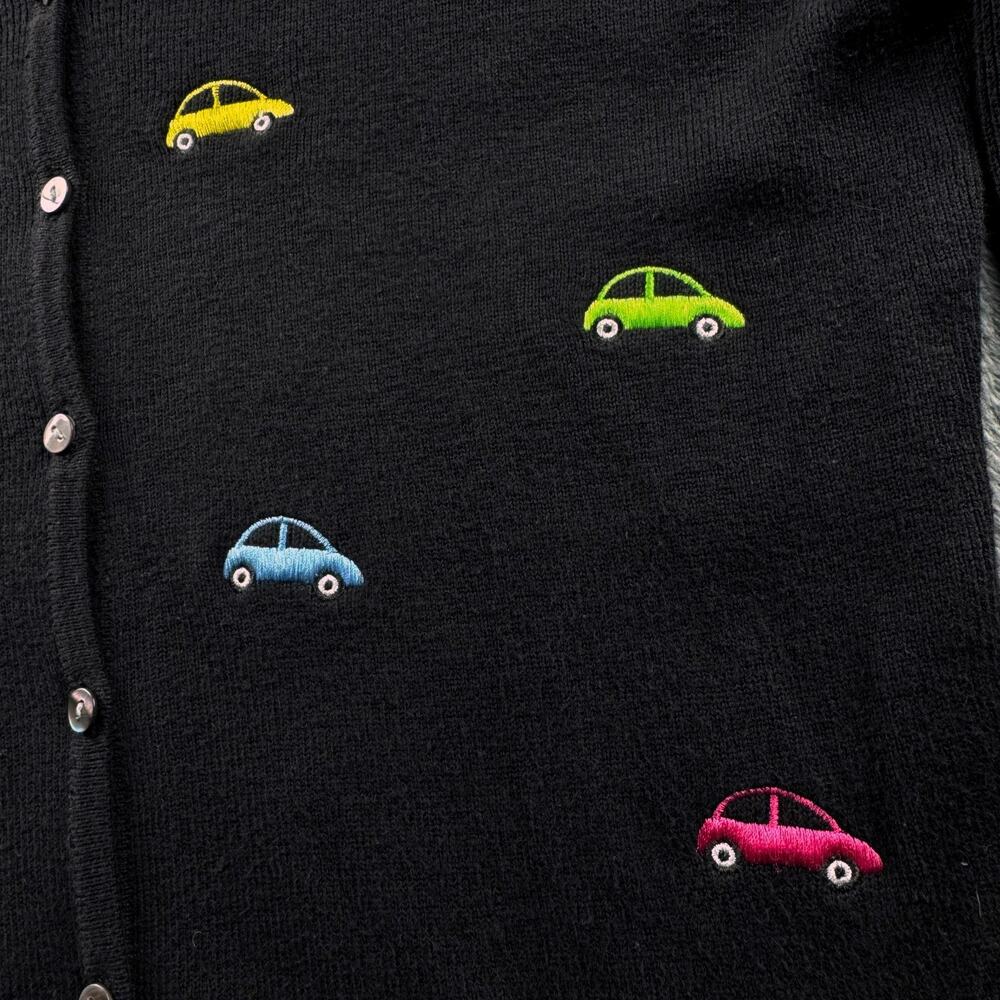 Vintage 90s Eagle's Eye Little Bug Embroidered Car Cardigan Sweater Size Medium - Picture 7 of 10
